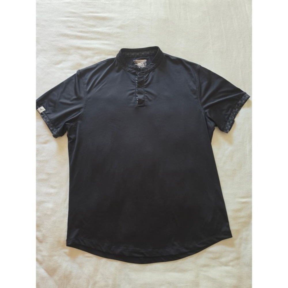 Mantra For Surf Mens Performance Polo Shirt Black Mandarin Collar Size Large